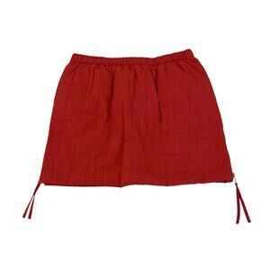 Bohme Sarah Mini Quilted Skirt Womens Size L Red Pull On Side Zips With Pockets